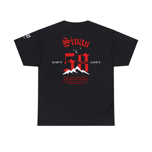 İlçem - 58 Sivas - T-Shirt - Back Print - Black