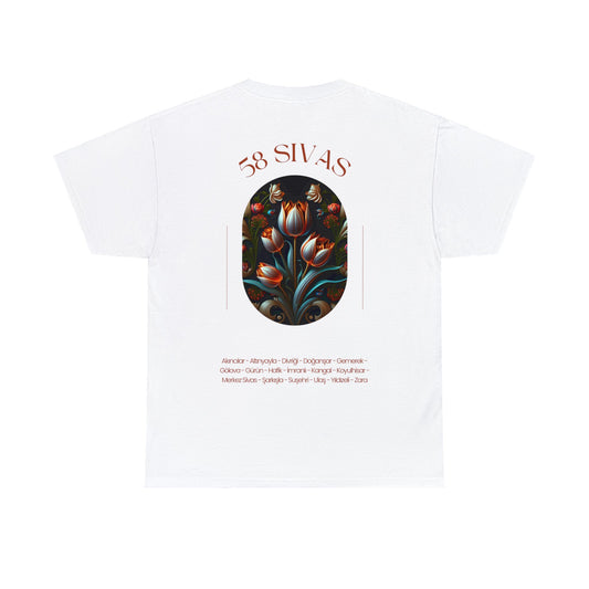 Siyah Lale - 58 Sivas - T-Shirt - Back Print - Black/White